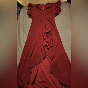 Elegant Maroon Ruffle Dress